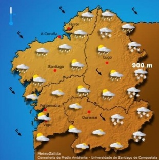 Predicción para este domingo á tarde / MeteoGalicia